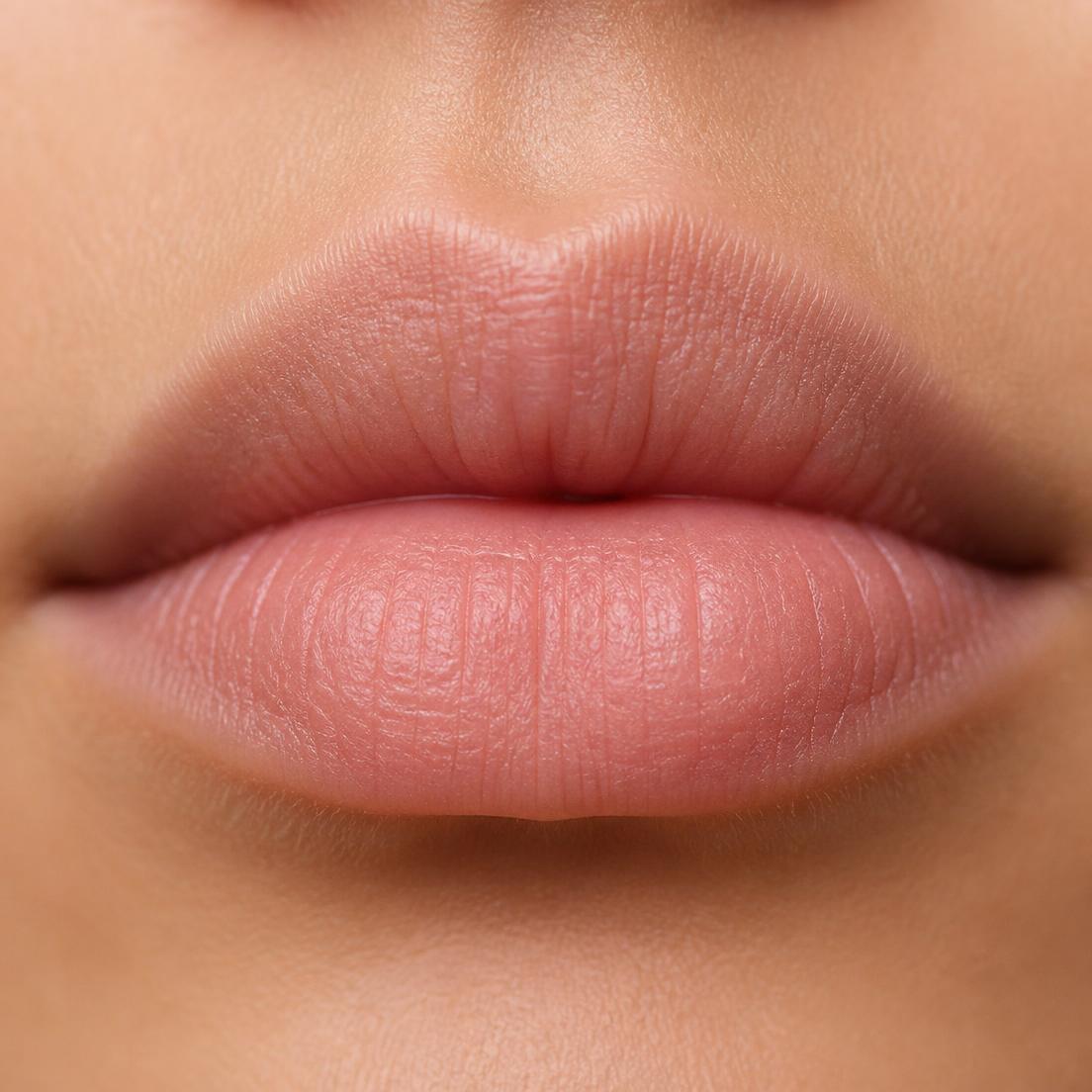 Macro photograph of dry, textured lips before treatment